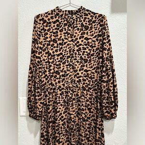 Leopard Print Long Sleeve Dress
